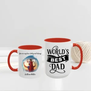 World’s Best Dad Customizable Mug red