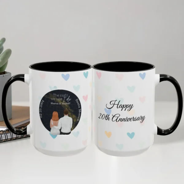 Customizable Anniversary Mugs black 15 oz