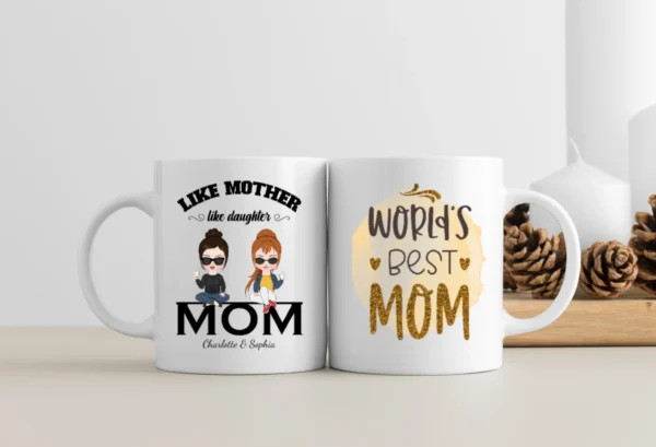 Personalized Mug for Mom and Daughters 11 oz white