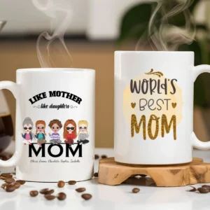 Personalized Mug for Mom and Daughters 15 oz white